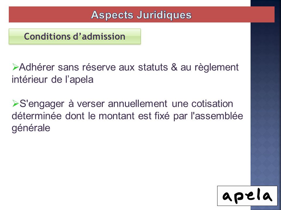 Conditions d’admission