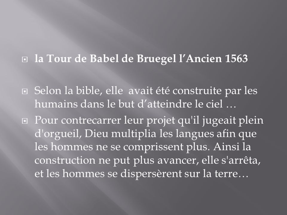 la Tour de Babel de Bruegel l’Ancien 1563