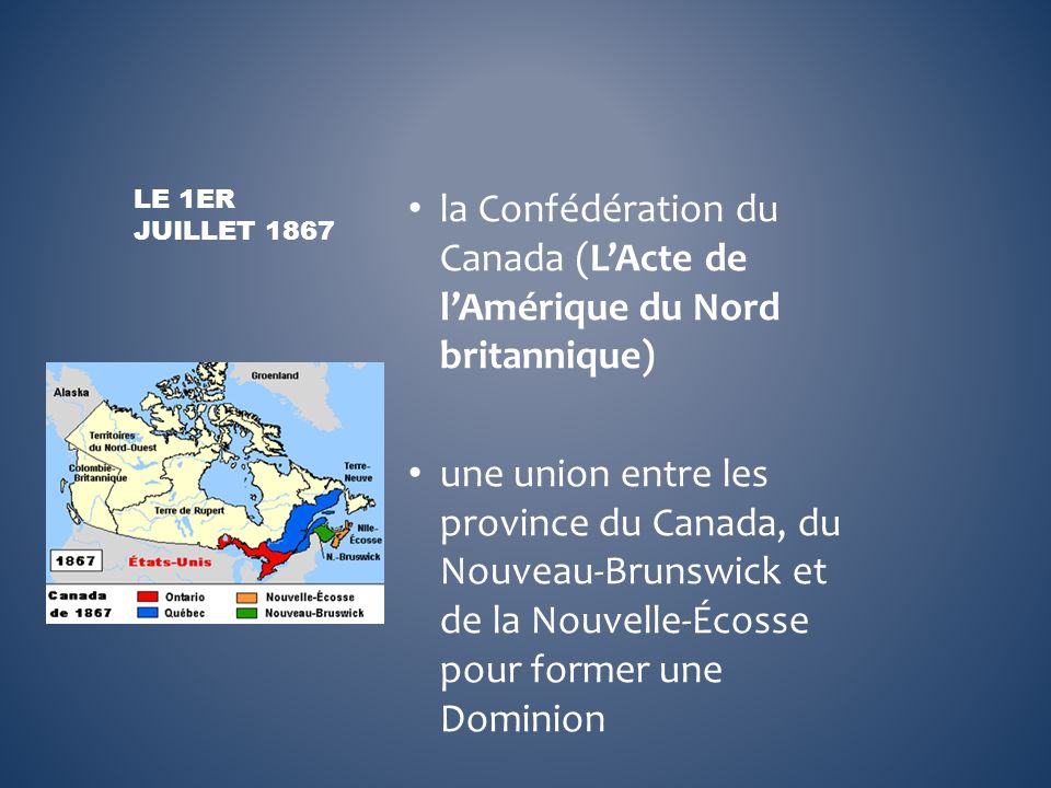 la Confédération du Canada (L’Acte de l’Amérique du Nord britannique)