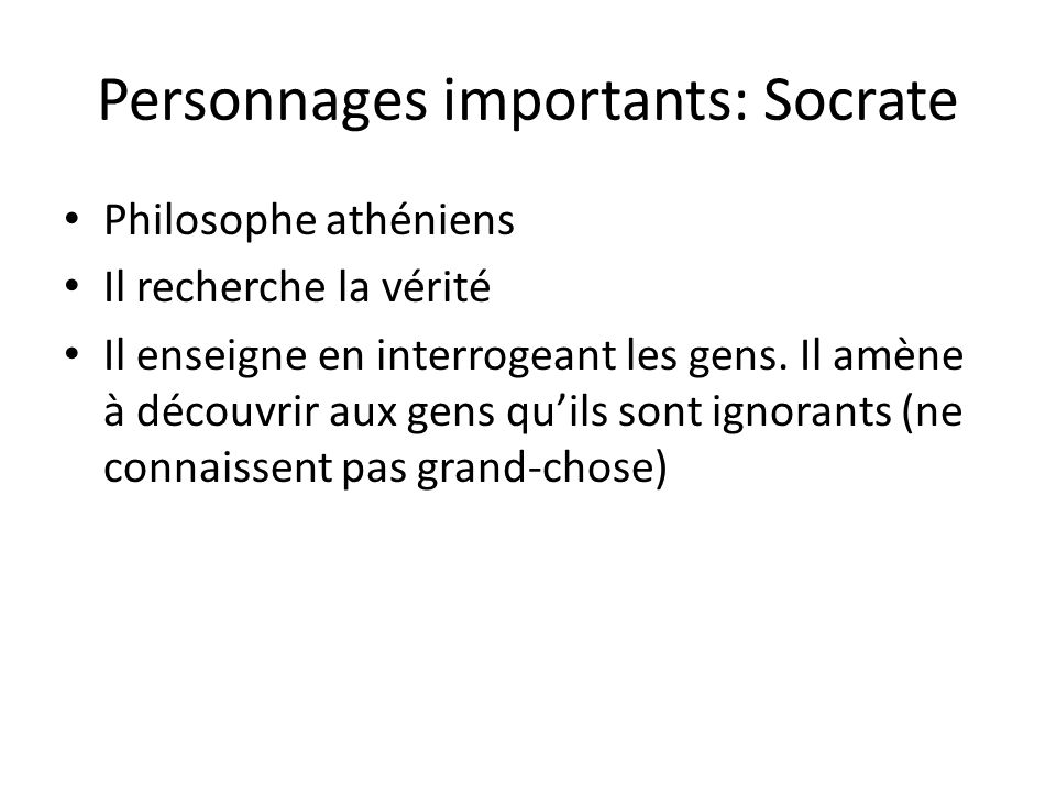 Personnages importants: Socrate