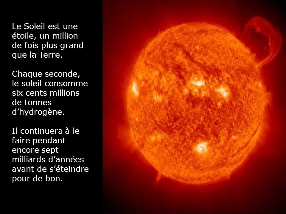 Le Soleil est une étoile, un million de fois plus grand que la Terre.