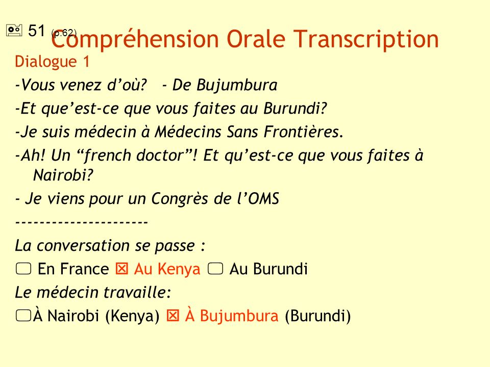 Compréhension Orale Transcription