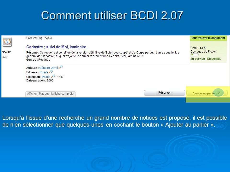 Comment utiliser BCDI 2.07