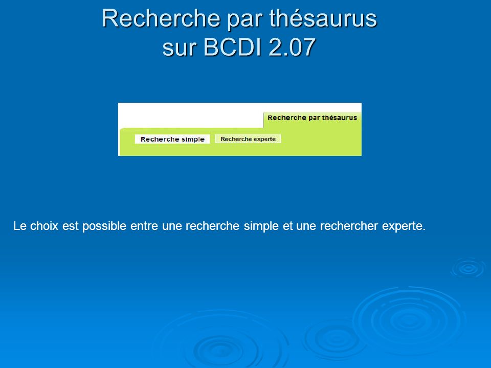 Recherche par thésaurus sur BCDI 2.07