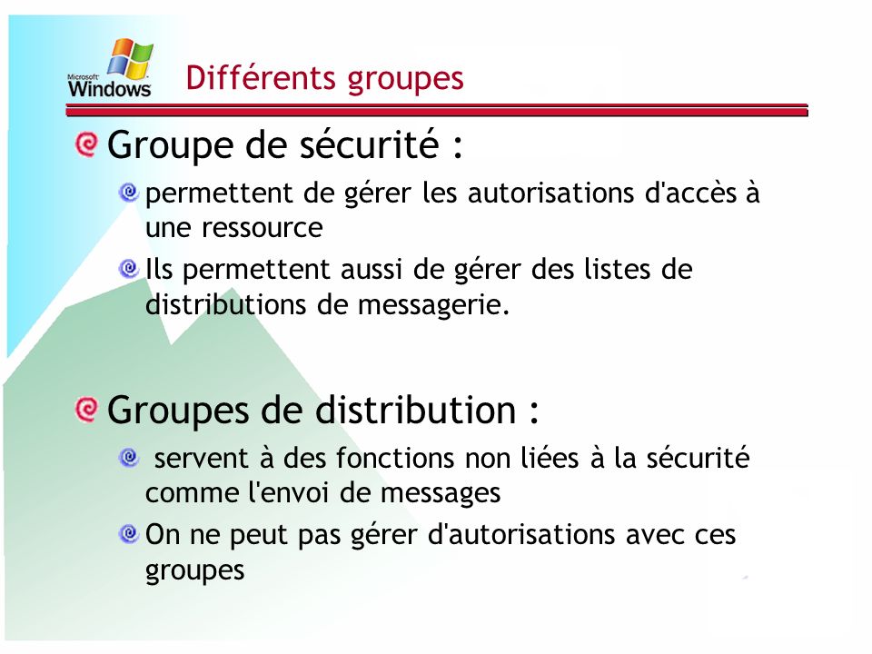 Groupes de distribution :