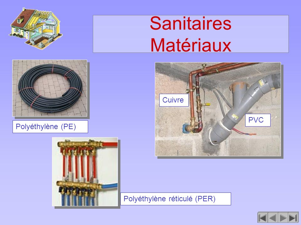 Sanitaires Matériaux Cuivre PVC Polyéthylène (PE)