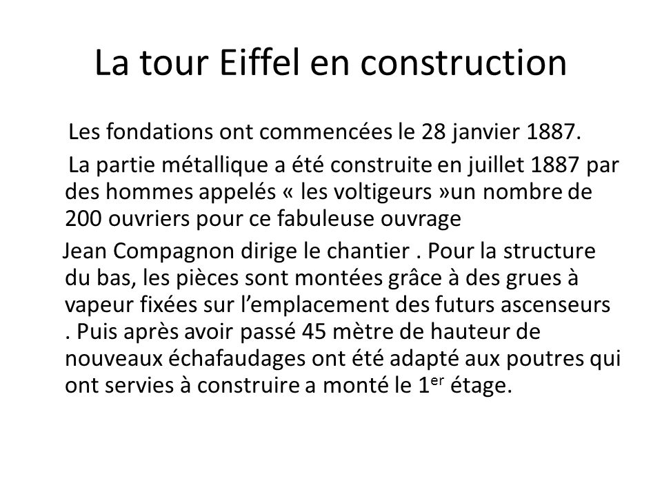 La tour Eiffel en construction