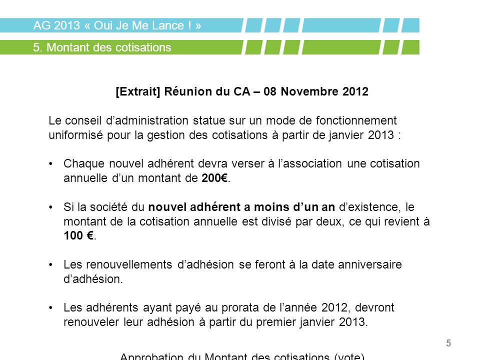 [Extrait] Réunion du CA – 08 Novembre 2012