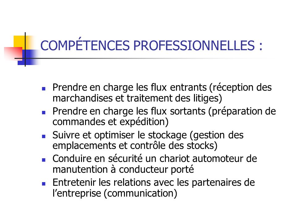 COMPÉTENCES PROFESSIONNELLES :