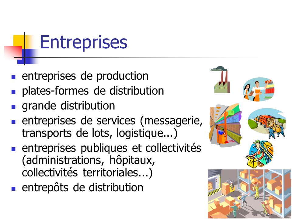 Entreprises entreprises de production plates-formes de distribution