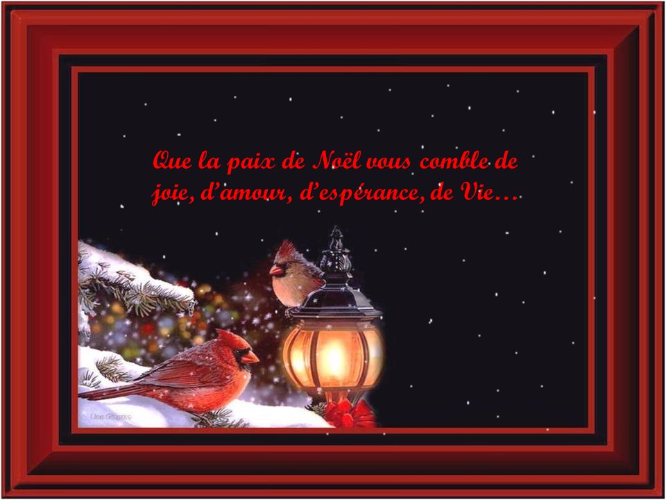 Que la paix de Noël vous comble de joie, d’amour, d’espérance, de Vie…