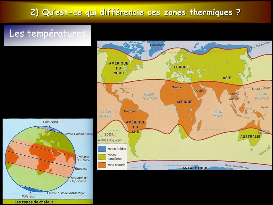 2) Qu’est-ce qui différencie ces zones thermiques