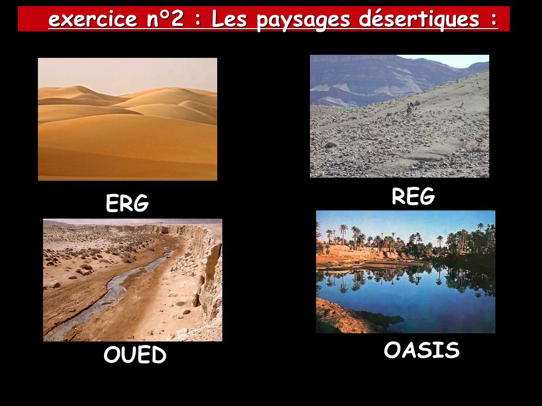 exercice n°2 : Les paysages désertiques :