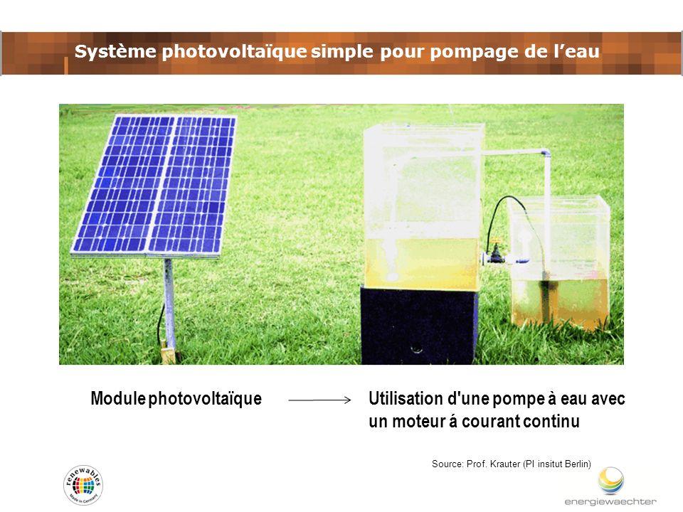 Système photovoltaïque simple pour pompage de l’eau