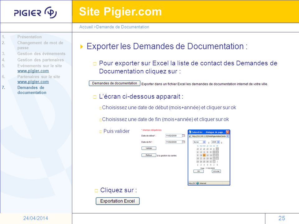 Exporter les Demandes de Documentation :