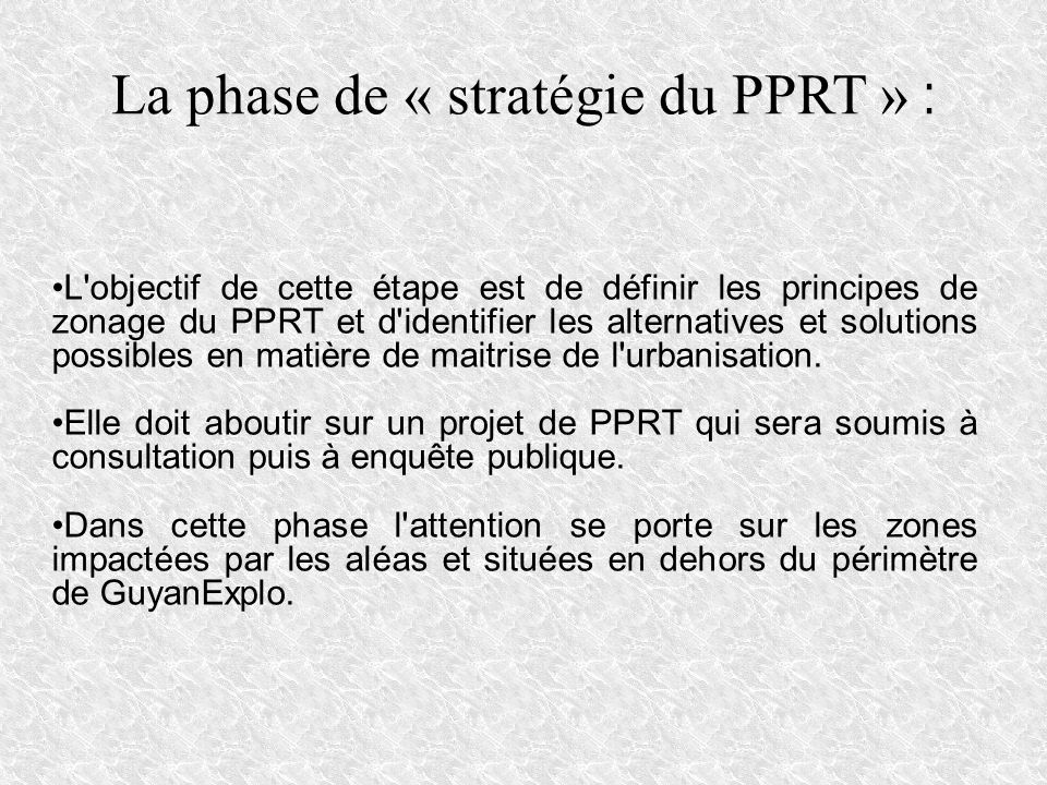 La phase de « stratégie du PPRT » :