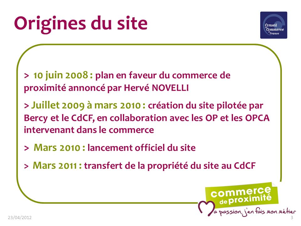 Origines du site > 10 juin 2008 : plan en faveur du commerce de proximité annoncé par Hervé NOVELLI.