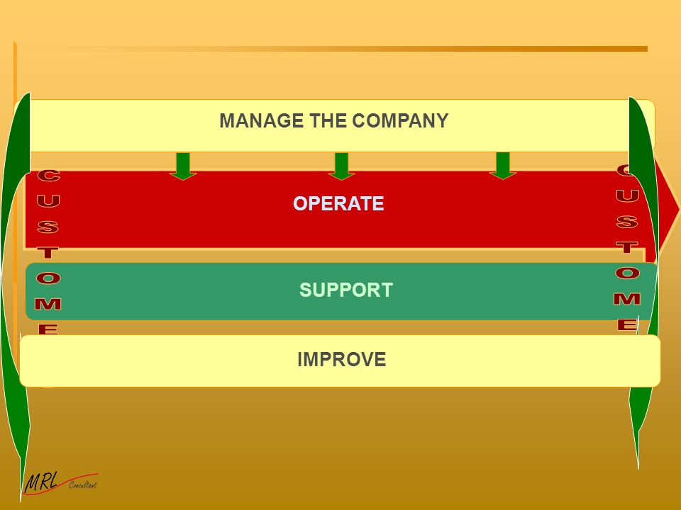 MANAGE THE COMPANY OPERATE CUSTOMERS CUSTOMERS SUPPORT IMPROVE