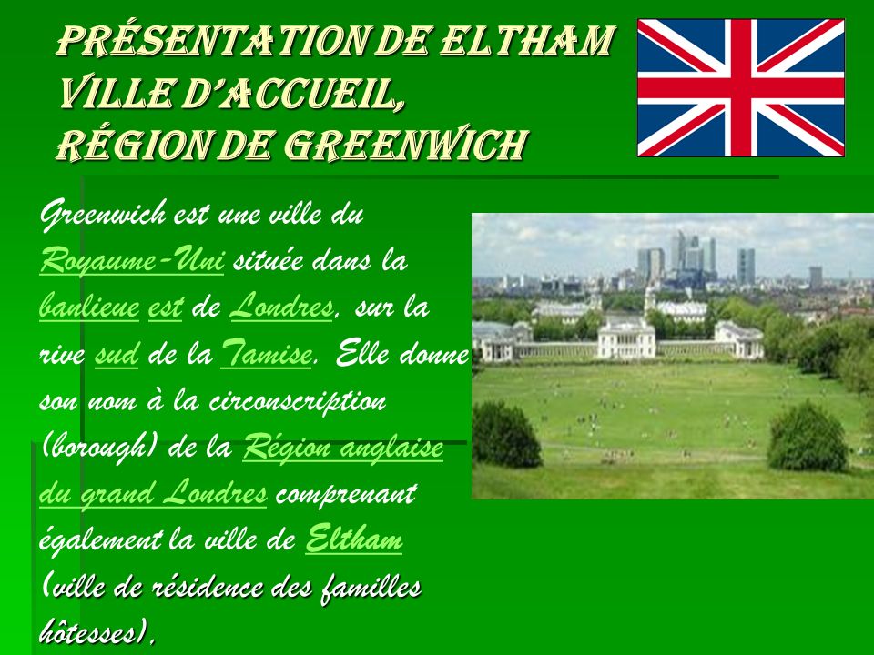 Présentation de Eltham Ville d’accueil, région de Greenwich