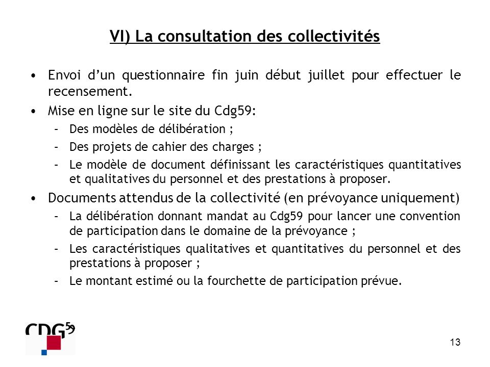 VI) La consultation des collectivités