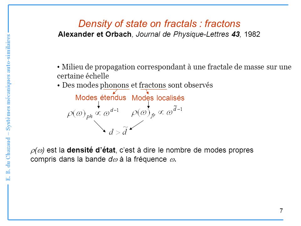 Density of state on fractals : fractons