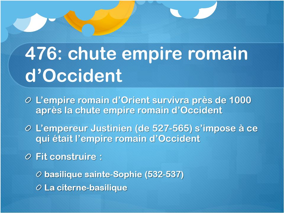 476: chute empire romain d’Occident