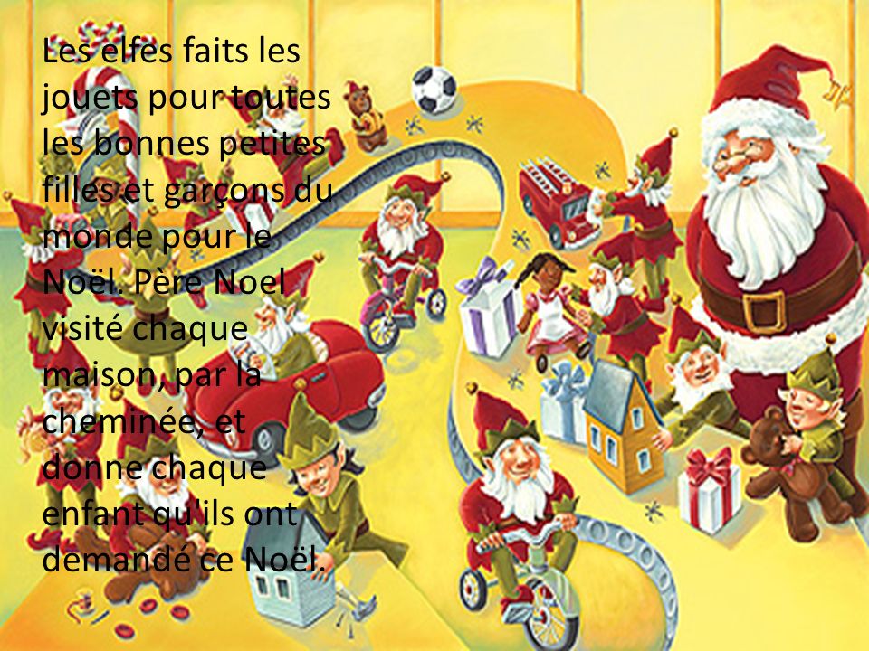 Les elfes faits les jouets pour toutes les bonnes petites filles et garçons du monde pour le Noël.