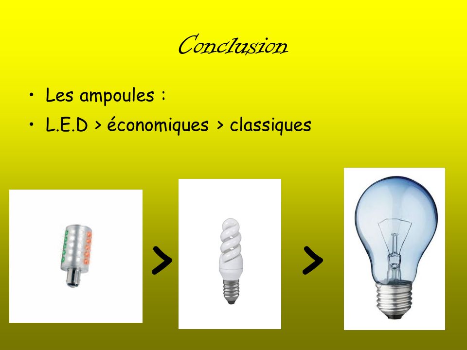 > > Conclusion Les ampoules :
