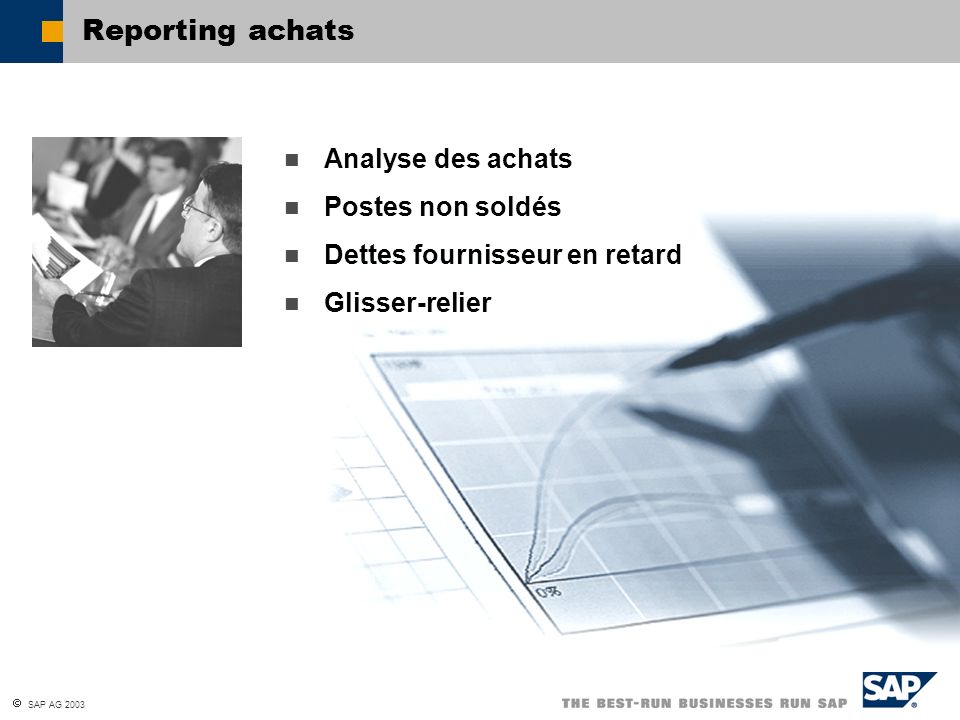 Reporting achats Analyse des achats Postes non soldés