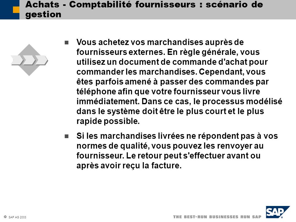 Achats - Comptabilité fournisseurs : scénario de gestion