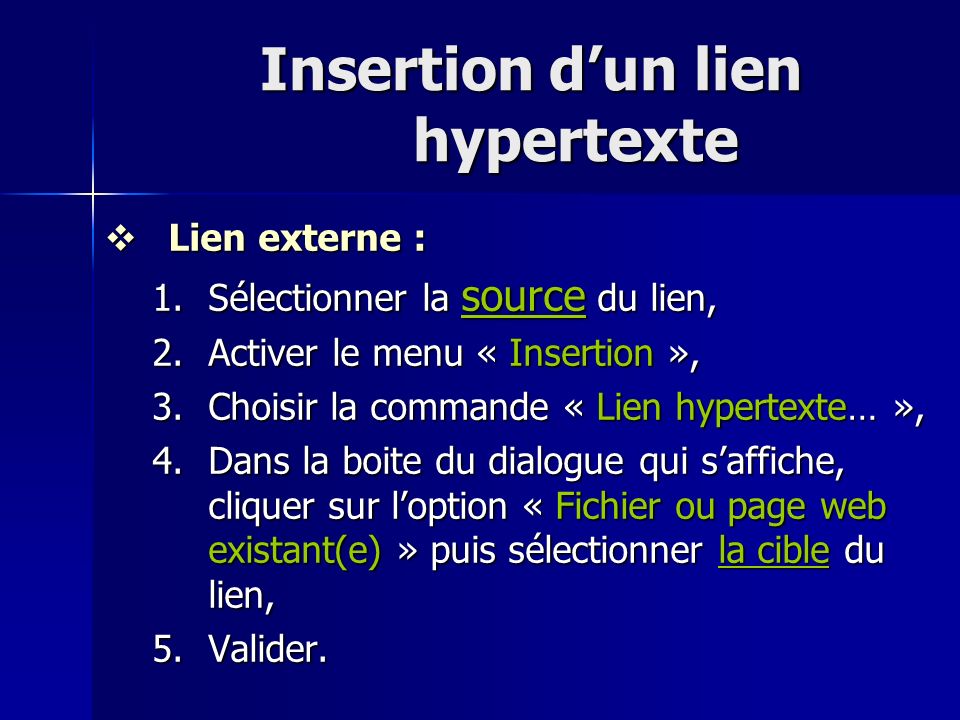 Insertion d’un lien hypertexte