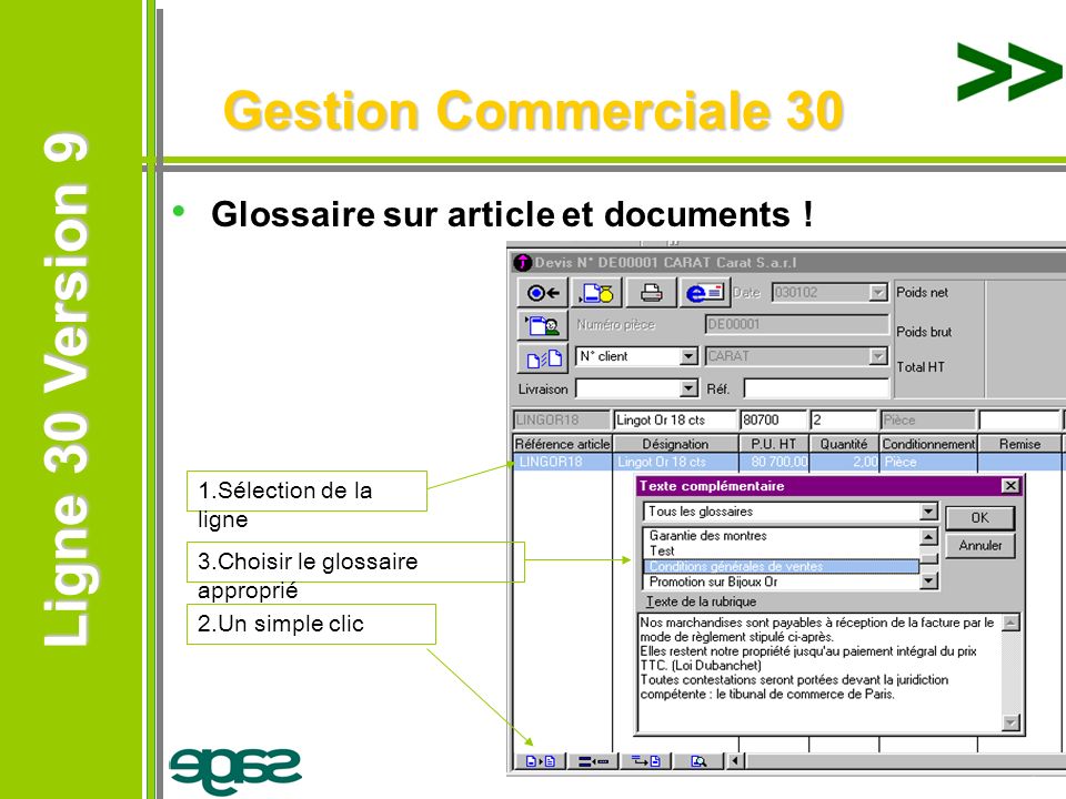 Gestion Commerciale 30 Glossaire sur article et documents !
