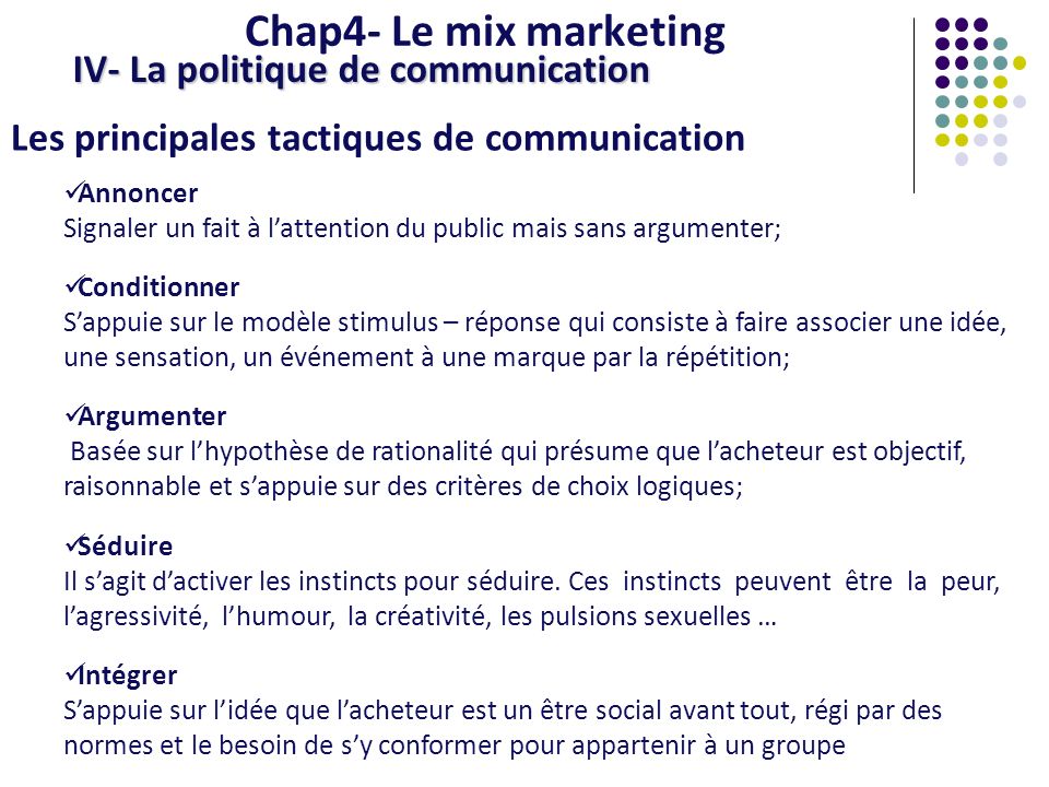 Chap4- Le mix marketing IV- La politique de communication