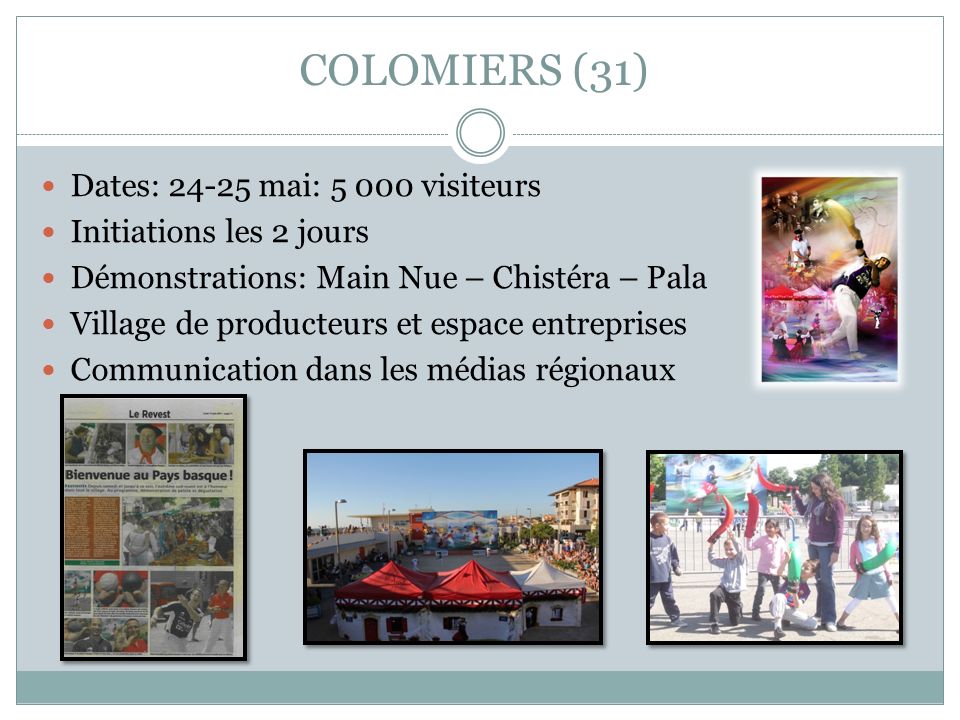 COLOMIERS (31) Dates: mai: visiteurs