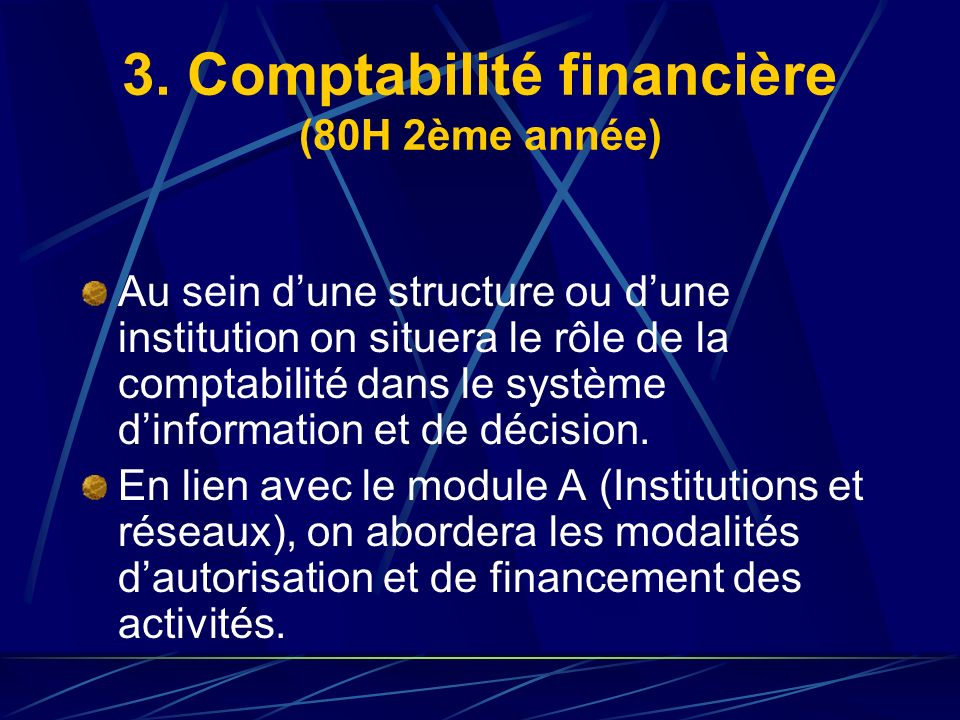 3. Comptabilité financière (80H 2ème année)