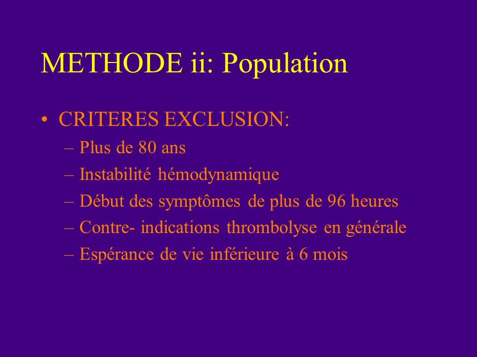 METHODE ii: Population