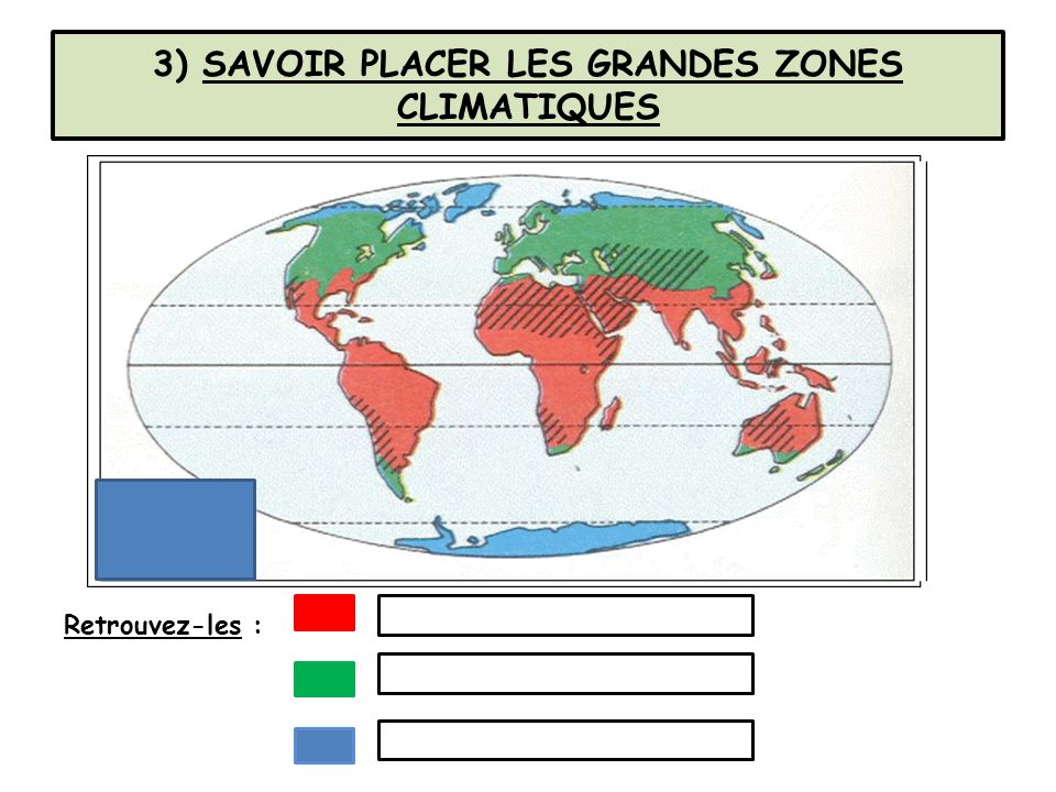 3) SAVOIR PLACER LES GRANDES ZONES CLIMATIQUES