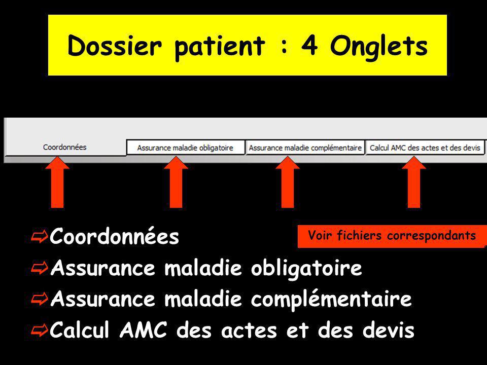 Dossier patient : 4 Onglets