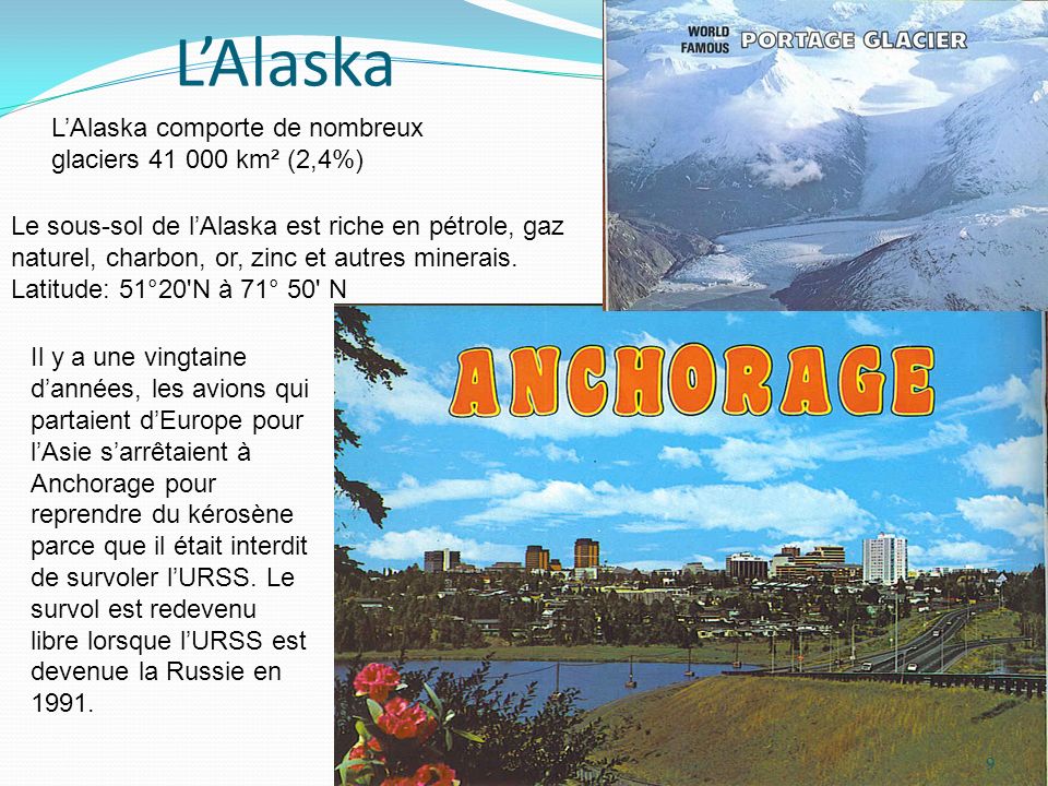L’Alaska L’Alaska comporte de nombreux glaciers km² (2,4%)