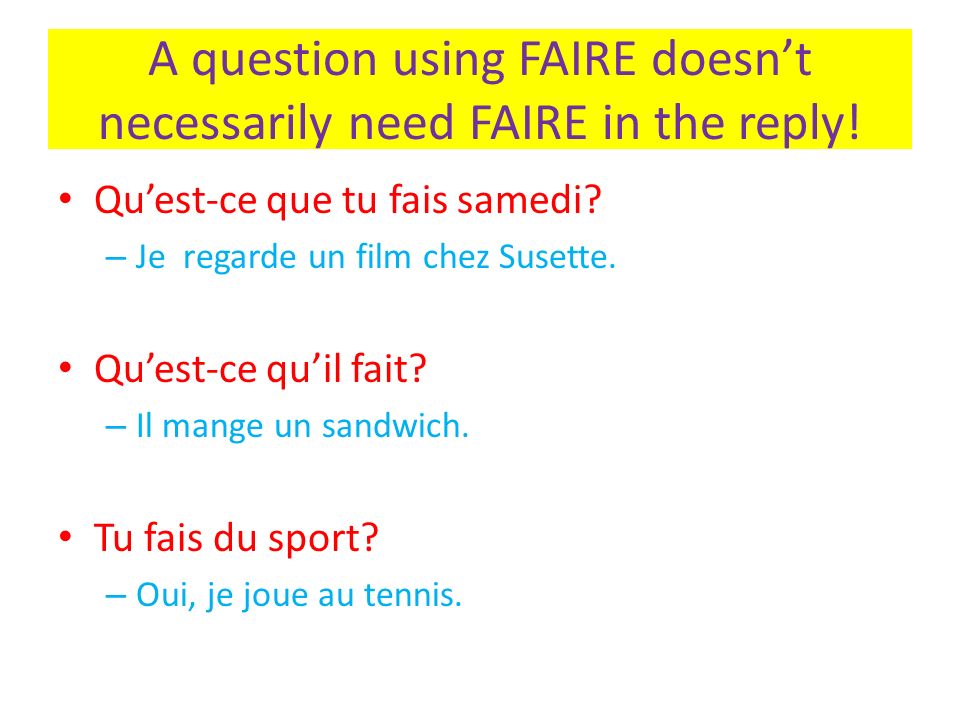 A question using FAIRE doesn’t necessarily need FAIRE in the reply!