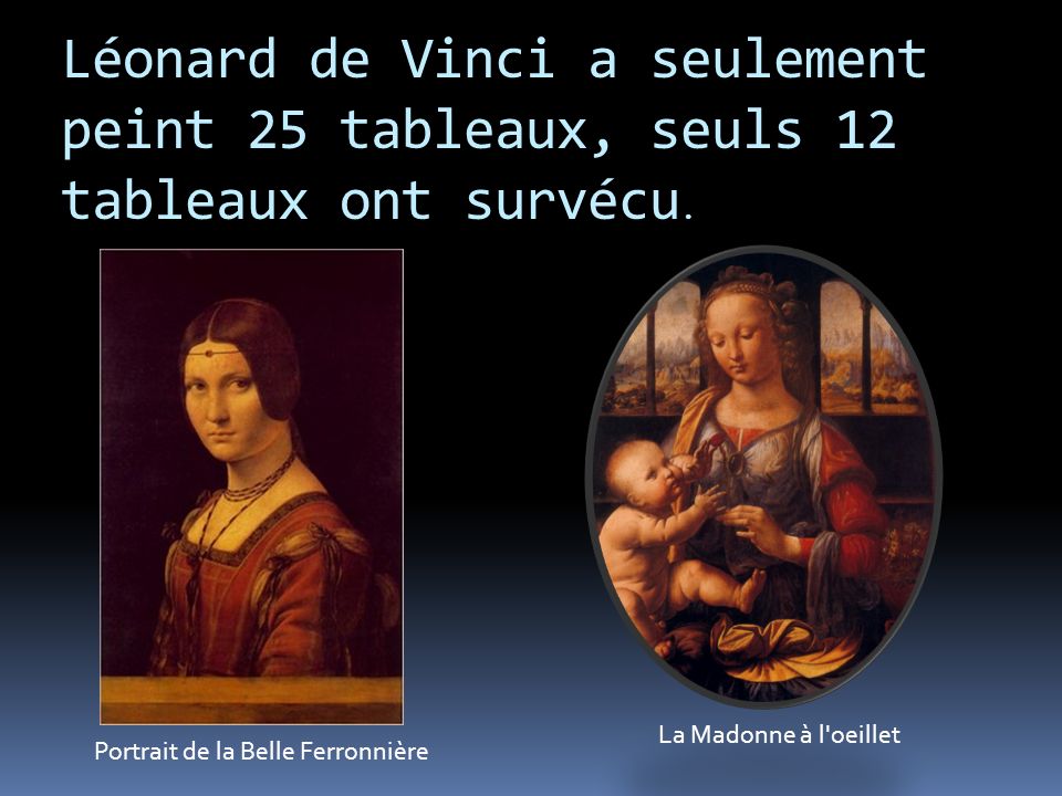 Léonard de Vinci a seulement peint 25 tableaux, seuls 12 tableaux ont survécu.