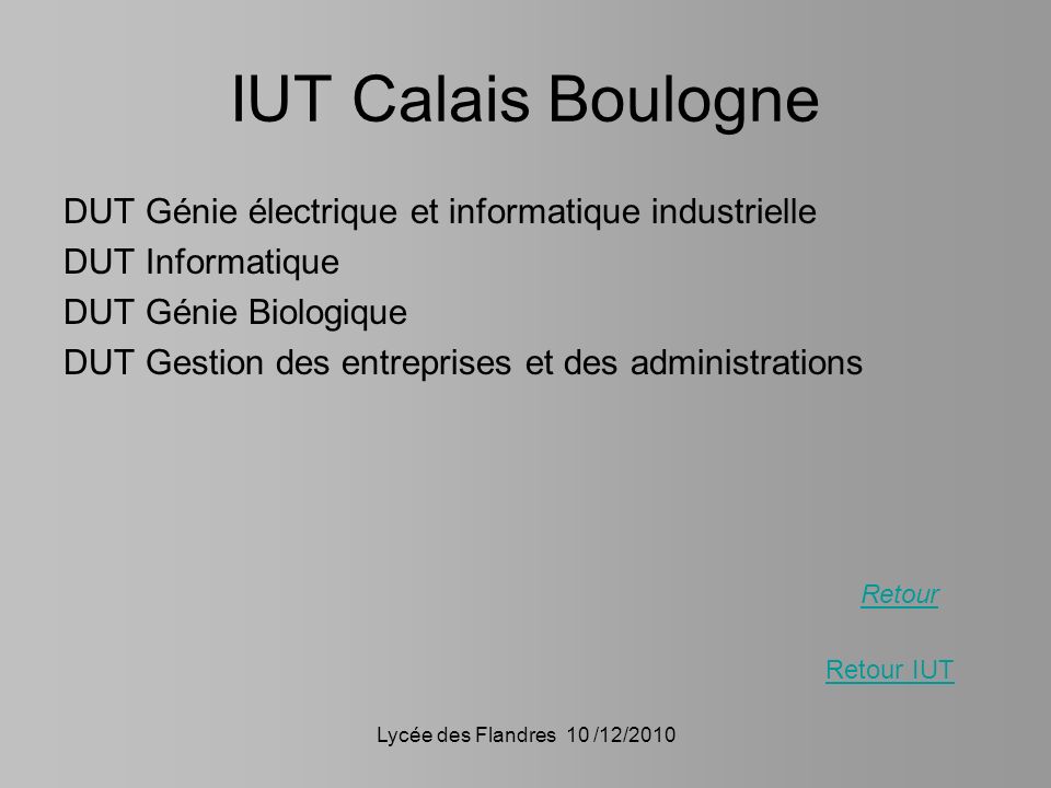 IUT Calais Boulogne DUT Génie électrique et informatique industrielle