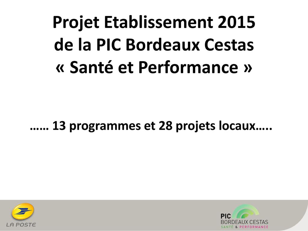…… 13 programmes et 28 projets locaux…..