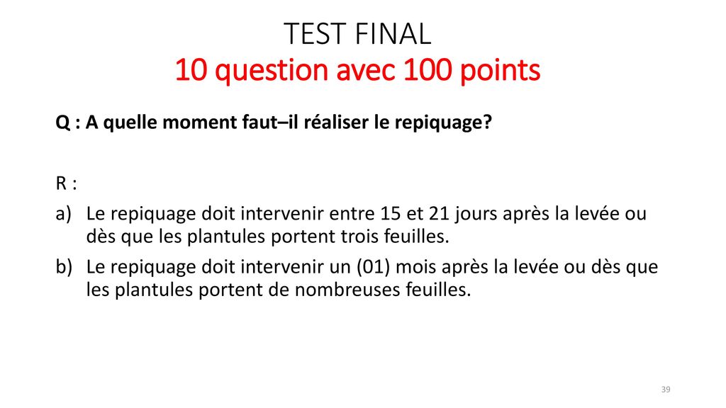TEST FINAL 10 question avec 100 points