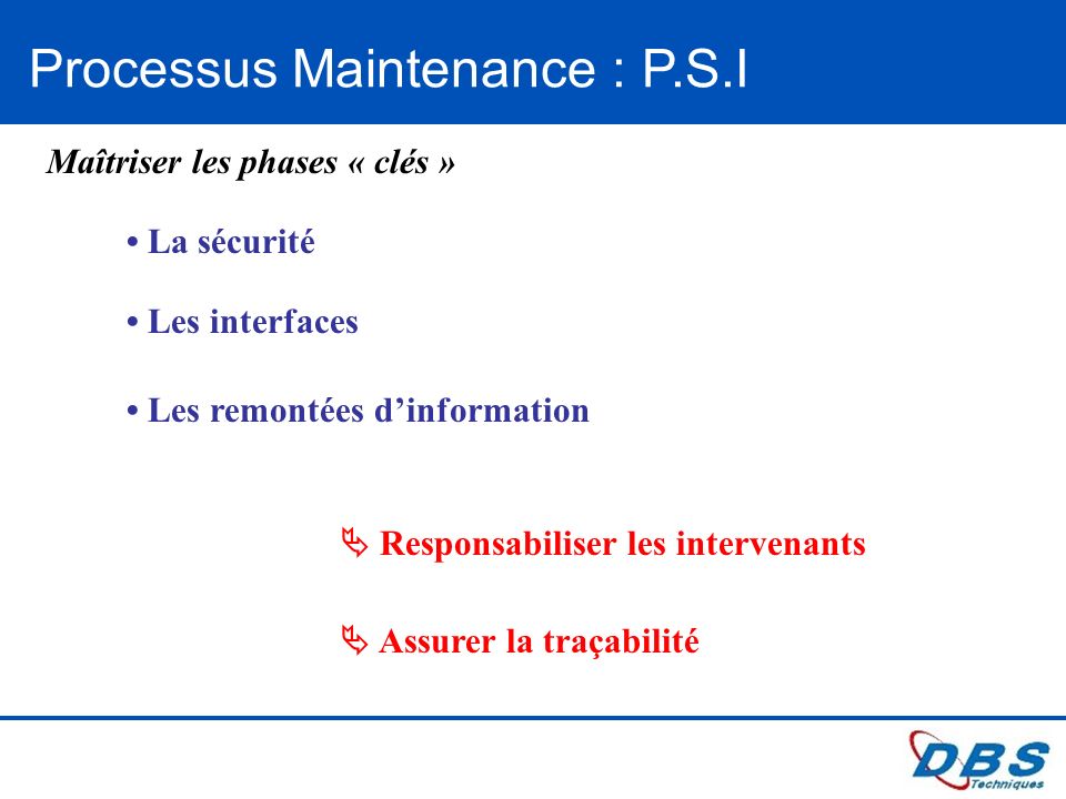 Processus Maintenance : P.S.I