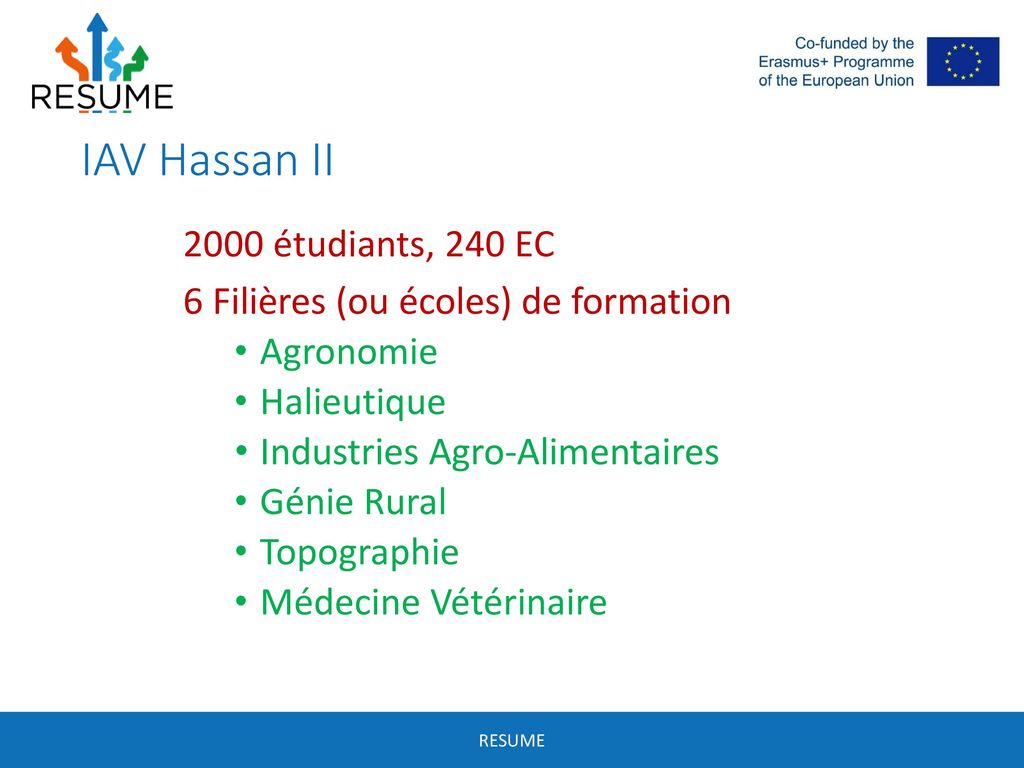 IAV Hassan II 2000 étudiants, 240 EC