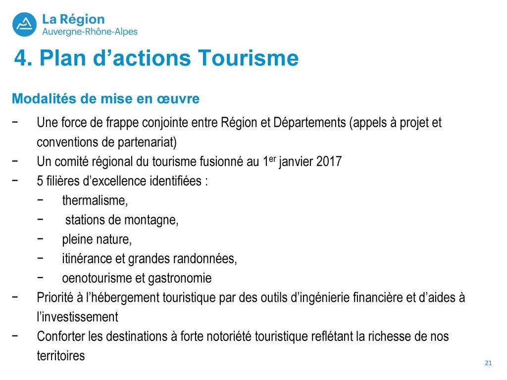 4. Plan d’actions Tourisme