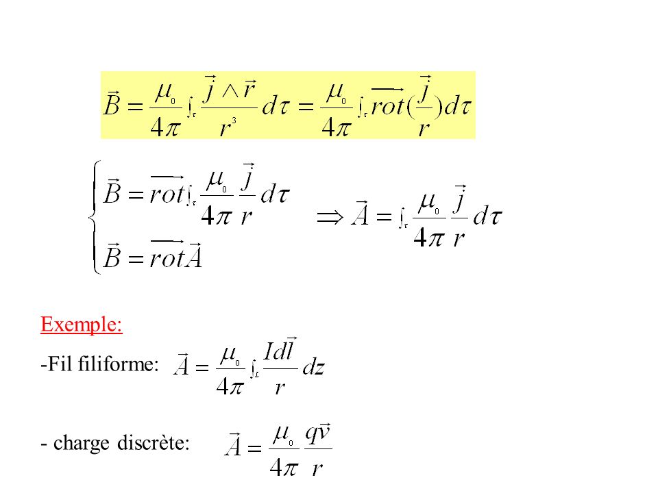 Exemple: Fil filiforme: charge discrète:
