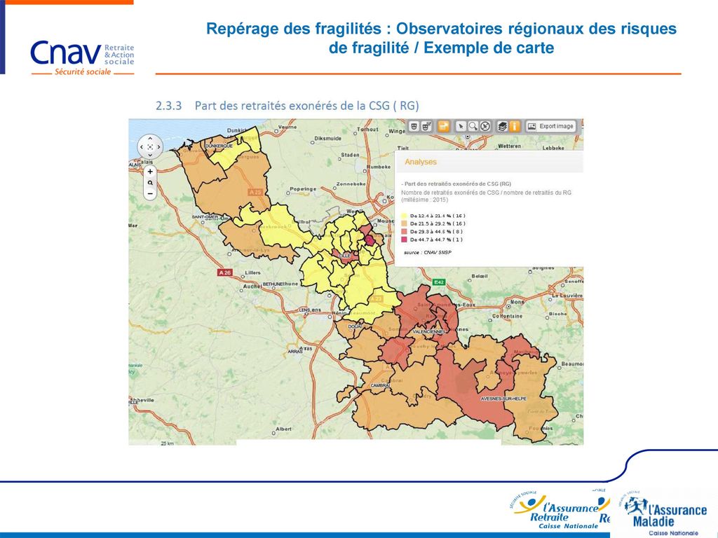 Repérage des fragilités : Observatoires régionaux des risques de fragilité / Exemple de carte