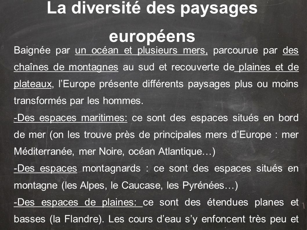 La diversité des paysages européens